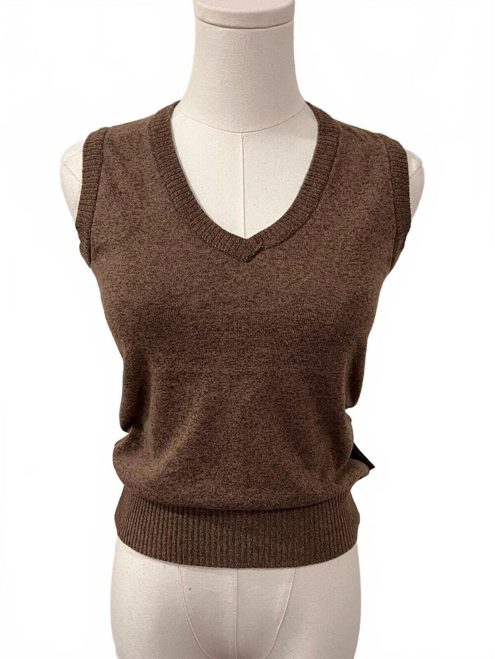 Dolce & Gabbana Brown V-Neck Sleeveless Sweater Vest size S Old Money Preppy